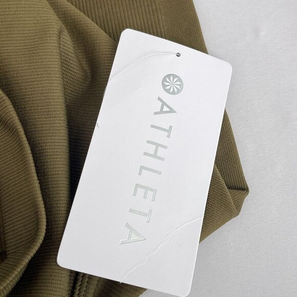 NWT Athleta Aurora Seamless High-Waist Leggings Ribbed Crop Olive Green Women XS - Picture 9 of 13